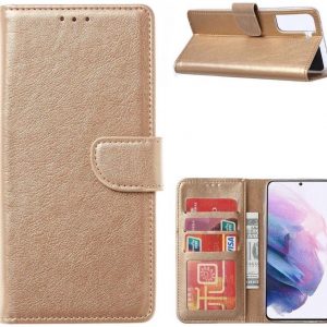 Hoesje geschikt voor Samsung Galaxy A72 - Bookcase Goud - portemonnee hoesje