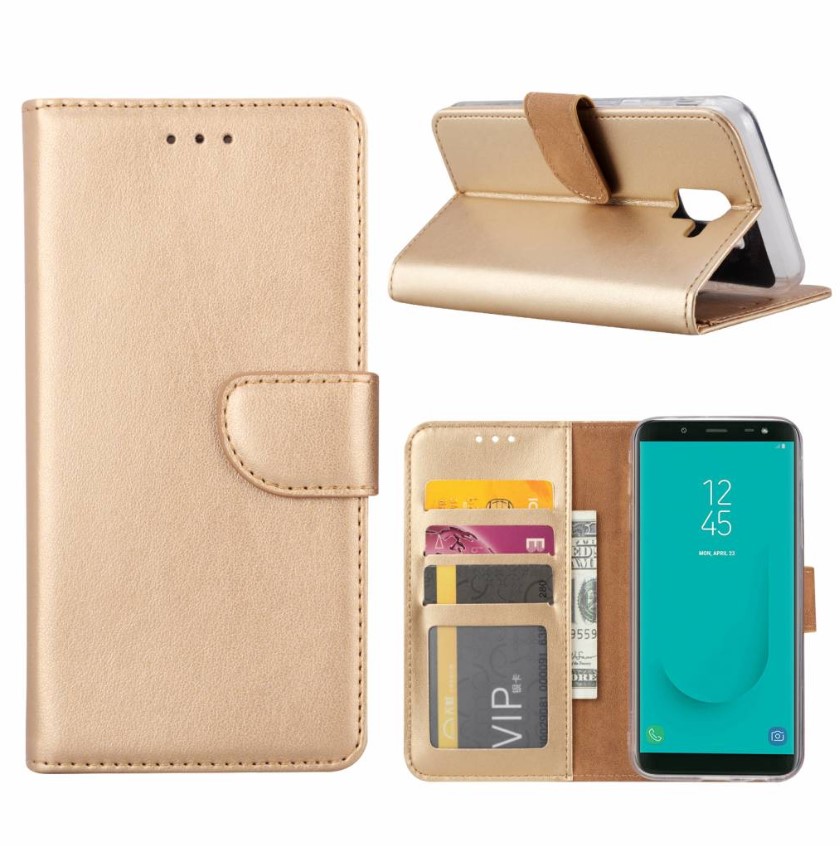 Hoesje geschikt voor Samsung Galaxy J6 (2018) - Bookcase Goud - portemonnee hoesje