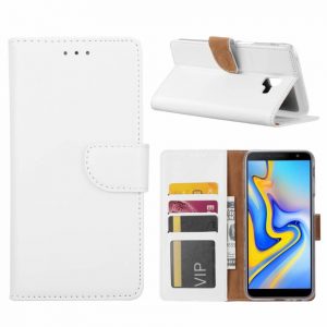 Hoesje geschikt voor Samsung Galaxy J6+ (2018) - Bookcase Wit - portemonnee hoesje