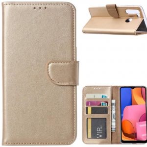 Hoesje geschikt voor Samsung Galaxy M11 - Bookcase Goud - portemonnee hoesje