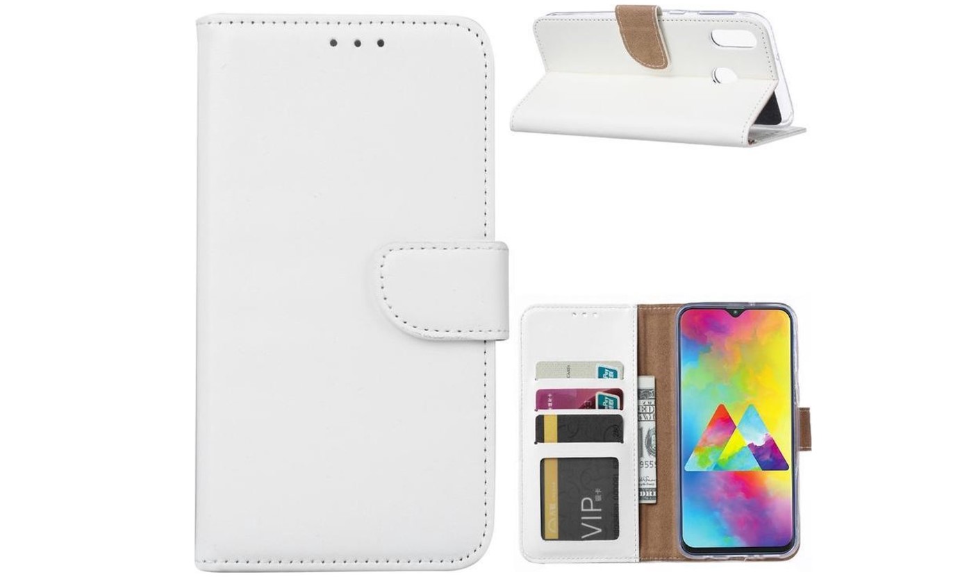 schors vroegrijp Kinderachtig Hoesje geschikt voor Samsung Galaxy M20 Power - Bookcase Wit - portemonnee  hoesje - All4Gadgets