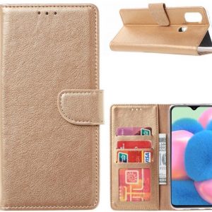 Hoesje geschikt voor Samsung Galaxy M21 - Bookcase Goud - portemonnee hoesje