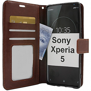 Hoesje geschikt voor Sony Xperia 5 - Bookcase Bruin - portemonnee hoesje