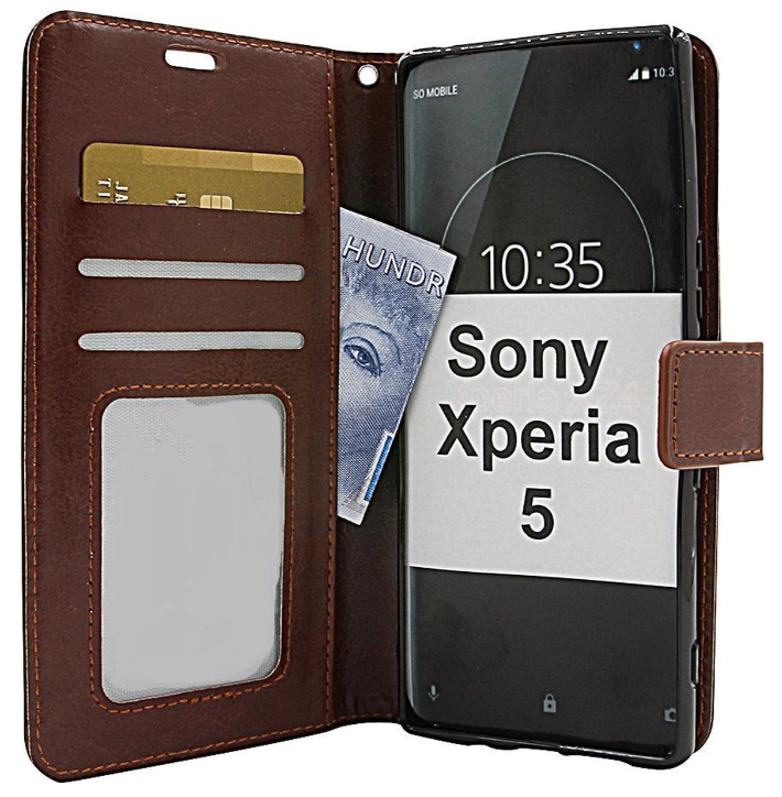 Hoesje geschikt voor Sony Xperia 5 - Bookcase Bruin - portemonnee hoesje