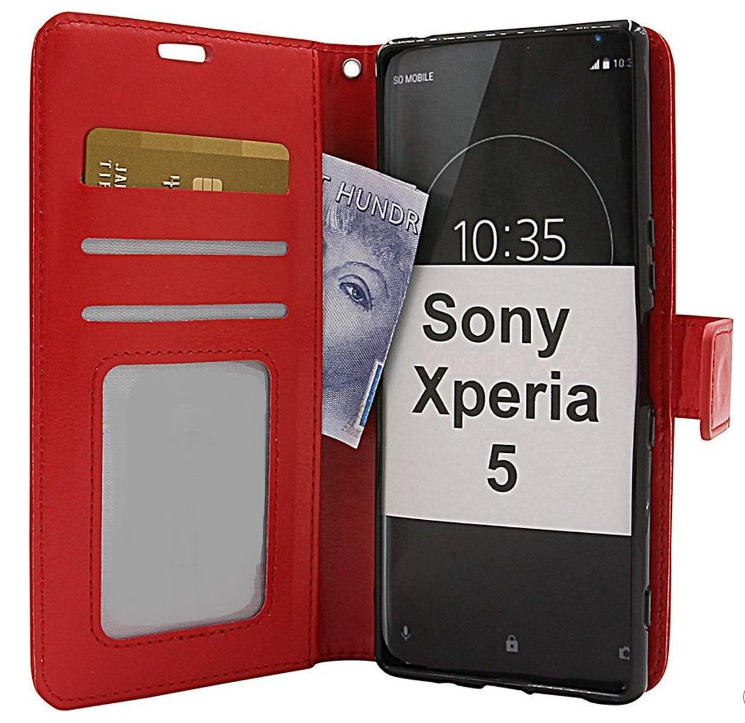 Hoesje geschikt voor Sony Xperia 5 - Bookcase Rood - portemonnee hoesje