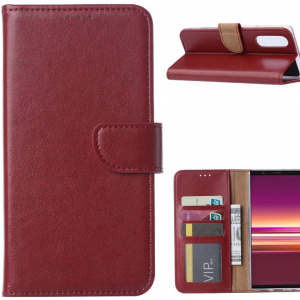 Hoesje geschikt voor Sony Xperia 5 - Bookcase Wijnrood - portemonnee hoesje