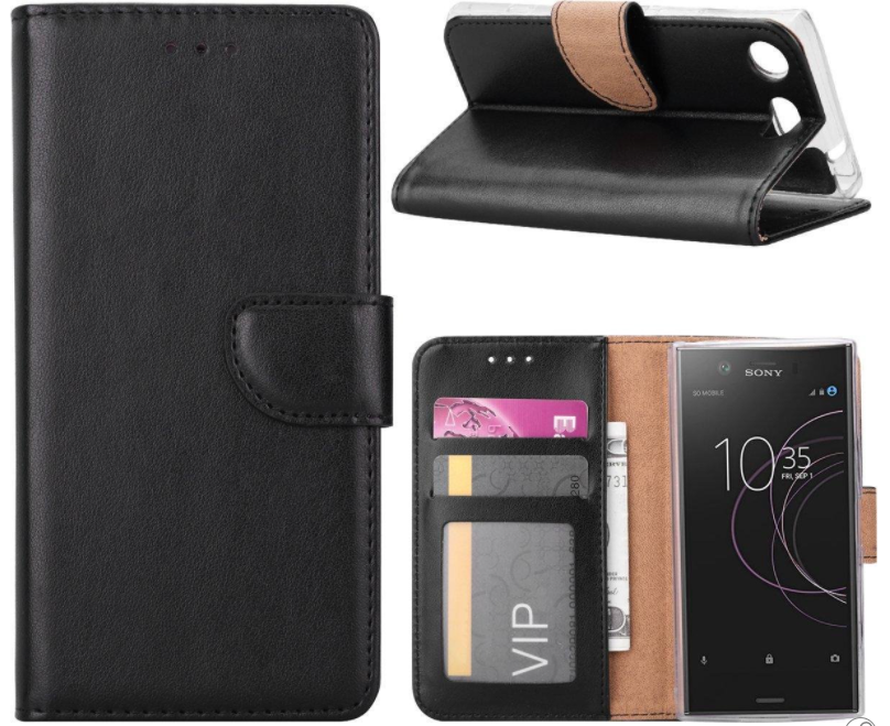 Hoesje geschikt voor Sony Xperia XZ1 Compact - Bookcase Zwart - portemonnee hoesje