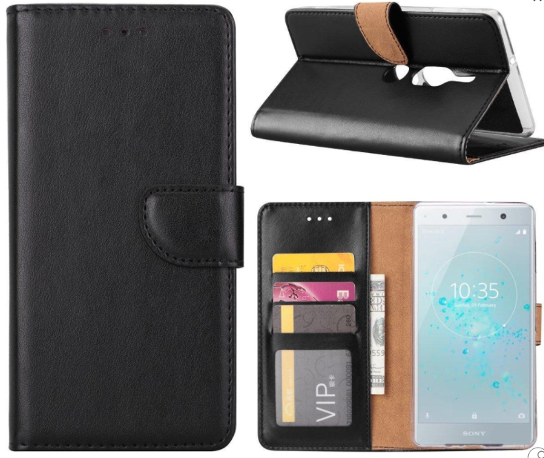 Hoesje geschikt voor Sony Xperia XZ2 Premium - Bookcase Zwart - portemonnee hoesje