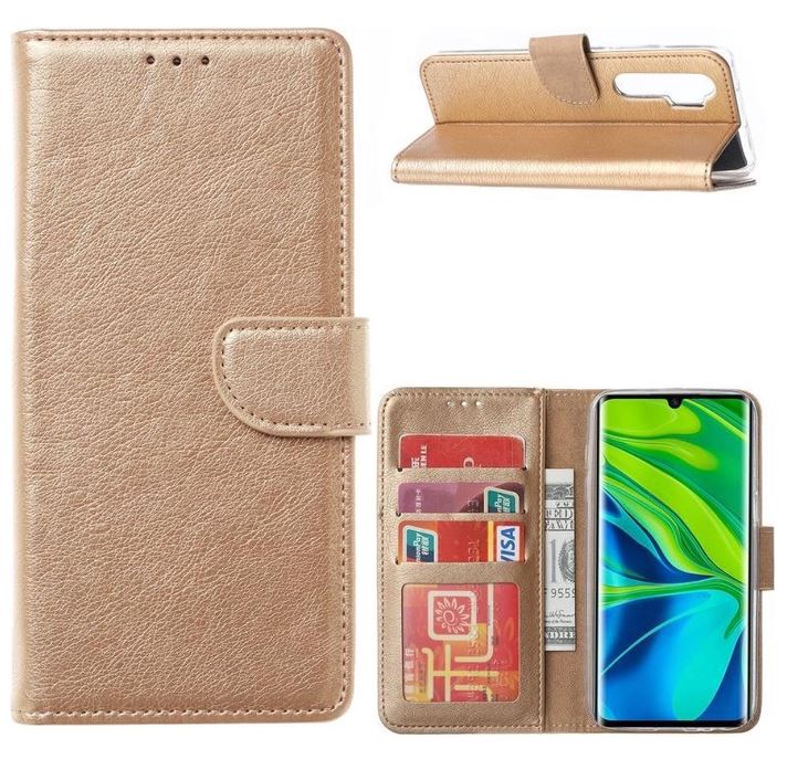 Hoesje geschikt voor Xiaomi Mi Note 10 Lite - Bookcase Goud - portemonnee hoesje