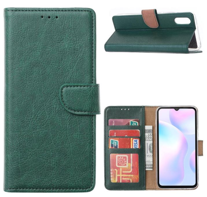 Hoesje geschikt voor Xiaomi Redmi 9A - Bookcase Groen - portemonnee hoesje