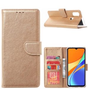Hoesje geschikt voor Xiaomi Redmi 9C - Bookcase Goud - portemonnee hoesje