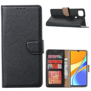 Hoesje geschikt voor Xiaomi Redmi 9C - Bookcase Zwart - portemonnee hoesje