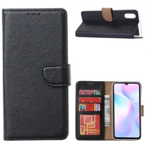 Hoesje geschikt voor Xiaomi Redmi 9A - Bookcase Zwart - portemonnee hoesje