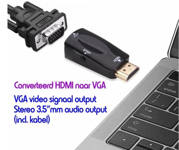 LuxeBass HDMI naar VGA Convertor - HDMI naar VGA Plug - HDMI naar VGA Adapter - + Audio Uitgang Inclusief Audio Kabel | S011