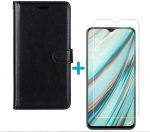 LuxeBass hoesje geschikt voor Oppo A31 hoesje book case zwart + Tempered Screenprotector