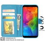 LuxeBass hoesje geschikt voor Oppo A5 / Oppo A9 hoesje book case Turquoise met tempered glas screen Protector