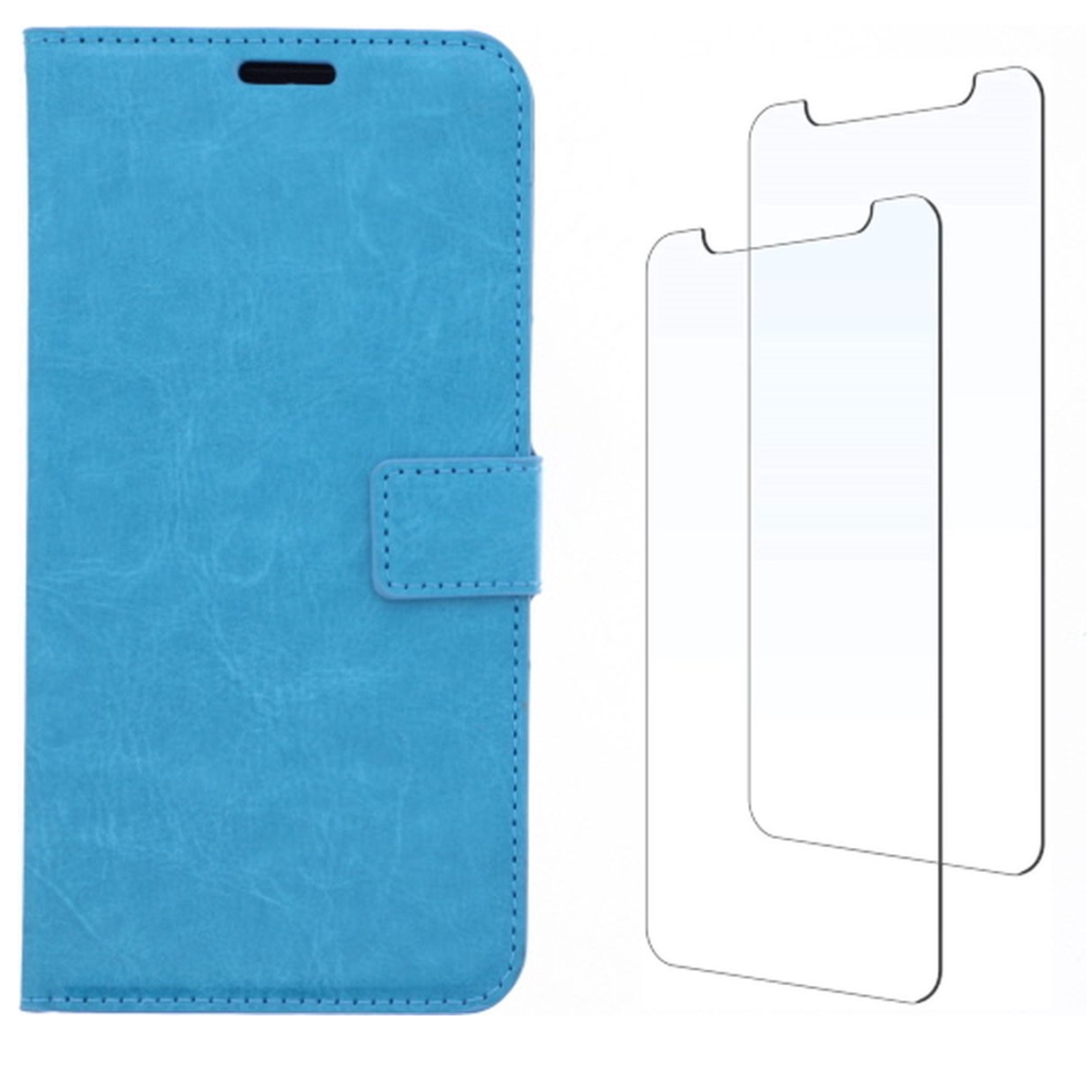 LuxeBass hoesje geschikt voor Oppo A5 / Oppo A9 hoesje book case Turquoise met tempered glas screen Protector
