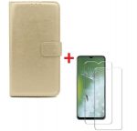 LuxeBass hoesje geschikt voor Oppo A31 hoesje book case goud met 2x tempered glas screenprotector