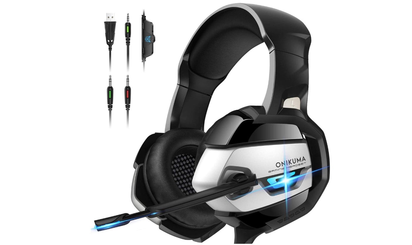 Onikuma K5 Wit Gaming Headset - Microfoon voor PS4 PS5 Xbox One Headset met Noise Cancelling Mic 7.1 Surround Bass