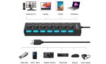USB Hub splitter met USB-hub adapter compatibel met MacBook, Windows en meer (7-poorts 2.0)