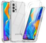 LuxeBass hoesje geschikt Samsung Galaxy A32 Anti-Shock siliconen transparante hoesje + 2 Pack Tempered glas