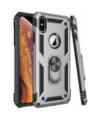 Hoesje geschikt voor iPhone 11 Pro Hoesje - Anti-Shock Hybrid Ring Armor Zilver