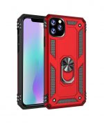 Hoesje geschikt voor iPhone 11 Pro Max Hoesje - Anti-Shock Hybrid Ring Armor Rood