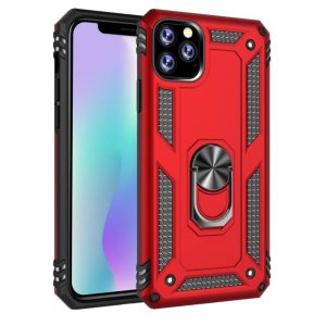 Hoesje geschikt voor iPhone 11 Pro Max Hoesje - Anti-Shock Hybrid Ring Armor Rood