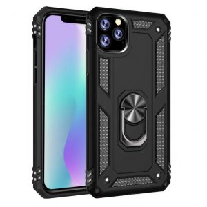 Hoesje geschikt voor iPhone 12 Hoesje - Anti-Shock Hybrid Ring Armor zwart