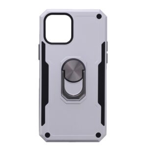 Hoesje geschikt voor iPhone 12 Pro Hoesje - Anti-Shock Hybrid Ring Armor zilver