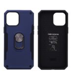 Hoesje geschikt voor iPhone 12 Pro Max Hoesje - Anti-Shock Hybrid Ring Armor Blauw