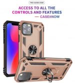 Hoesje geschikt voor iPhone 12 Pro Max Hoesje - Anti-Shock Hybrid Ring Armor goud