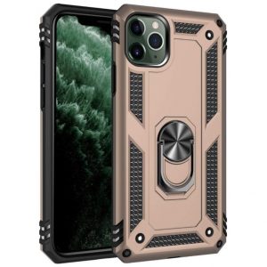 Hoesje geschikt voor iPhone 12 Pro Max Hoesje - Anti-Shock Hybrid Ring Armor goud