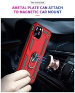 Hoesje geschikt voor iPhone 12 Pro Max Hoesje - Anti-Shock Hybrid Ring Armor Rood