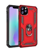 Hoesje geschikt voor iPhone 12 Pro Max Hoesje - Anti-Shock Hybrid Ring Armor Rood