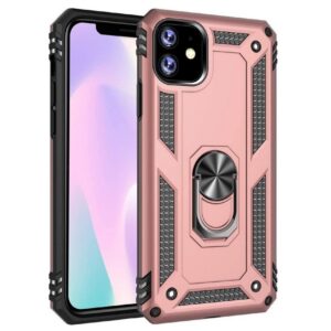 Hoesje geschikt voor iPhone 12 Pro Max Hoesje - Anti-Shock Hybrid Ring Armor Rosegoud