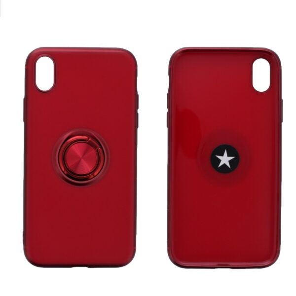 Hoesje geschikt voor iPhone XR Hoesje - Anti-Shock Hybrid Ring Armor rood