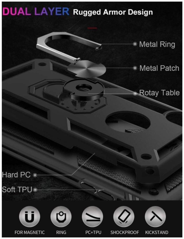 Hoesje geschikt voor iPhone XR Hoesje - Anti-Shock Hybrid Ring Armor zwart
