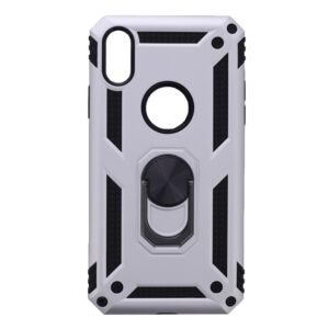Hoesje geschikt voor iPhone Xs Max Hoesje - Anti-Shock Hybrid Ring Armor Zilver