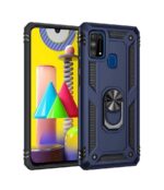 Hoesje geschikt voor Samsung Galaxy A21s Hoesje - Anti-Shock Hybrid Ring Armor Blauw