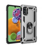 Hoesje geschikt voor Samsung Galaxy A41 Hoesje - Anti-Shock Hybrid Ring Armor Zilver