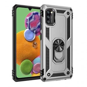 Hoesje geschikt voor Samsung Galaxy A41 Hoesje - Anti-Shock Hybrid Ring Armor Zilver