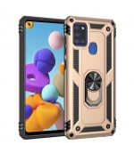 Hoesje geschikt voor Samsung Galaxy M21 Hoesje - Anti-Shock Hybrid Ring Armor Goud