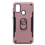 Hoesje geschikt voor Samsung Galaxy M21 Hoesje - Anti-Shock Hybrid Ring Armor Rosegoud