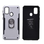 Hoesje geschikt voor Samsung Galaxy M21 Hoesje - Anti-Shock Hybrid Ring Armor Zilver