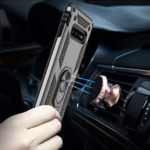 Hoesje geschikt voor Samsung Galaxy M21 Hoesje - Anti-Shock Hybrid Ring Armor Zilver