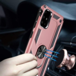 Hoesje geschikt voor Samsung Galaxy Note 10 Hoesje - Anti-Shock Hybrid Ring Armor Rosegoud