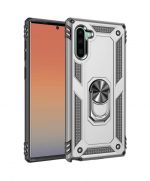 Hoesje geschikt voor Samsung galaxy Note 10 Hoesje - Anti-Shock Hybrid Ring Armor Zilver