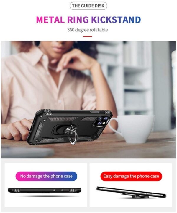 Hoesje geschikt voor Samsung Galaxy S10+ Hoesje - Anti-Shock Hybrid Ring Armor Zwart