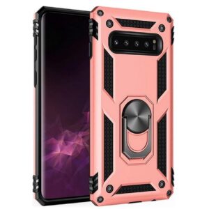 Hoesje geschikt voor Samsung Galaxy S10 Ultra Hoesje - Anti-Shock Hybrid Ring Armor Rosegoud